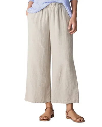 Eileen Fisher Linen Cropped Wide Leg Pants In Multi