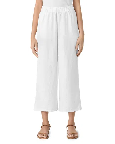 Eileen Fisher Linen Cropped Wide Leg Pants In White
