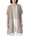 Eileen Fisher Open Stitch Longline Organic Linen Cardigan In Natural