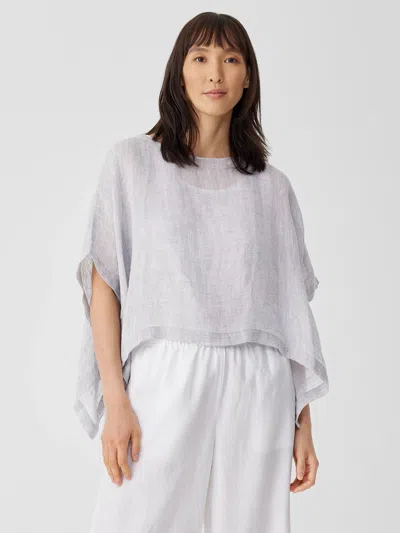 Eileen Fisher Linen Gauze Poncho In Gray
