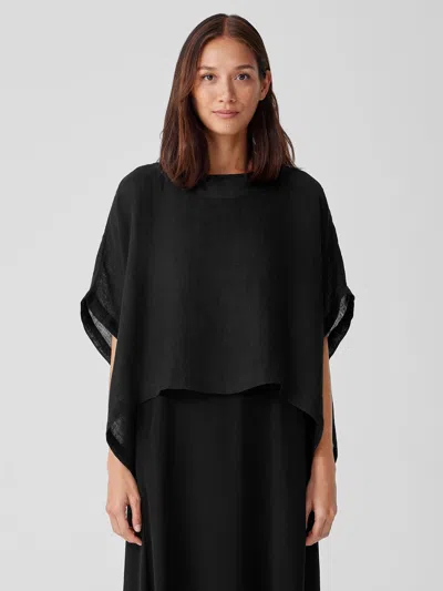 Eileen Fisher Linen Gauze Poncho In Black
