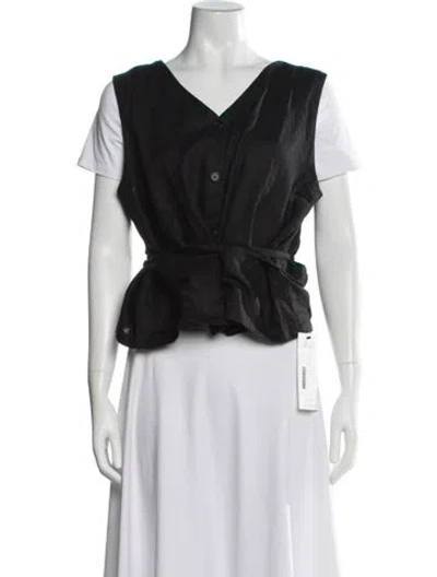 Pre-owned Eileen Fisher Linen Jacket In Black