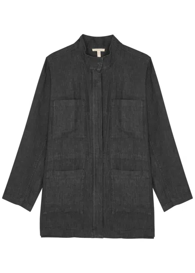 Eileen Fisher Linen Jacket In Dark Grey