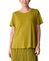 Eileen Fisher Linen Jersey Crewneck Tee In Green