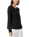Eileen Fisher Linen Jersey Crewneck Tee In Black