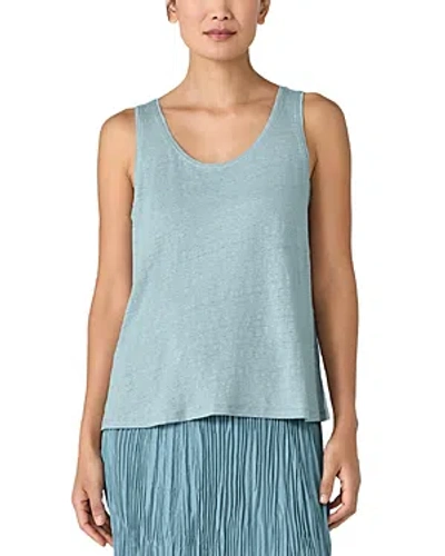 Eileen Fisher Scoop-neck Linen Jersey Tank In Seafoam