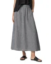 Eileen Fisher Crinkled Gingham Organic Linen Midi Skirt In Black