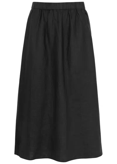 Eileen Fisher Linen Midi Skirt In Black