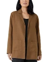 Eileen Fisher Linen Notch Collar Long Blazer In Bronze