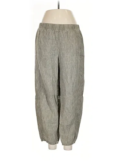 Pre-owned Eileen Fisher Linen Pants In Gray