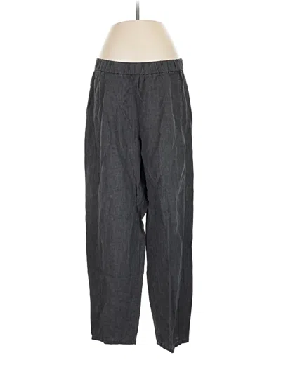 Pre-owned Eileen Fisher Linen Pants In Gray