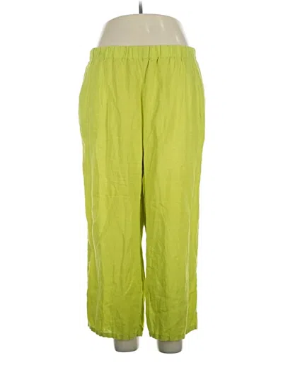 Pre-owned Eileen Fisher Linen Pants In Green