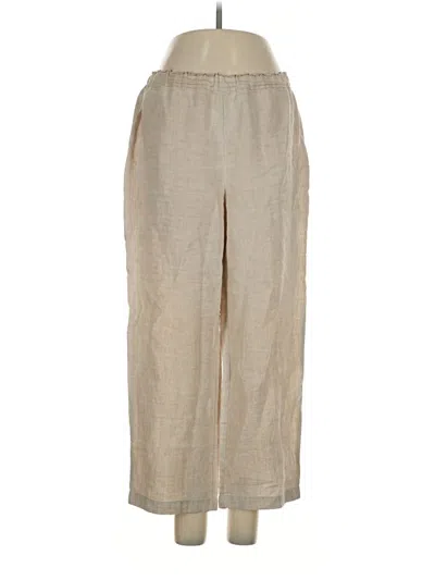 Pre-owned Eileen Fisher Linen Pants In Tan