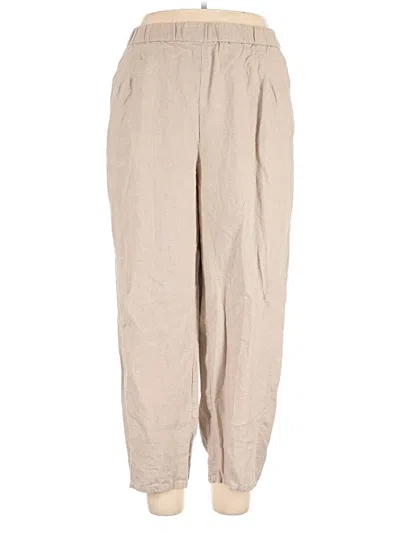 Pre-owned Eileen Fisher Linen Pants In Tan