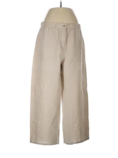 Pre-owned Eileen Fisher Linen Pants In Tan
