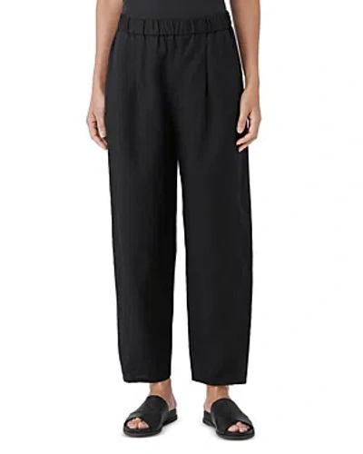 Eileen Fisher Pleated Organic Linen Lantern Pants In Black