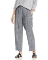 Eileen Fisher Linen Pleated Ankle Lantern Pants In Black/white