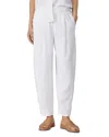 Eileen Fisher Linen Pleated Ankle Lantern Pants In White