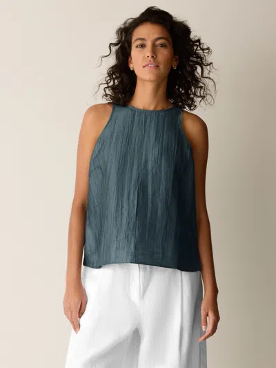 Eileen Fisher Linen Sheen Halter Neck Top In Blue