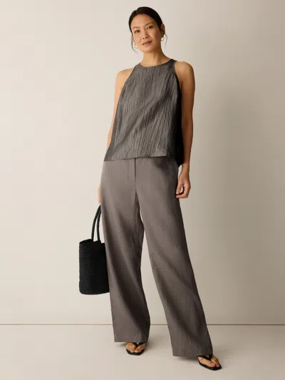 Eileen Fisher Linen Sheen Halter Neck Top In Gray