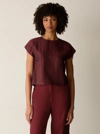 Eileen Fisher Linen Sheen Square Top In Black