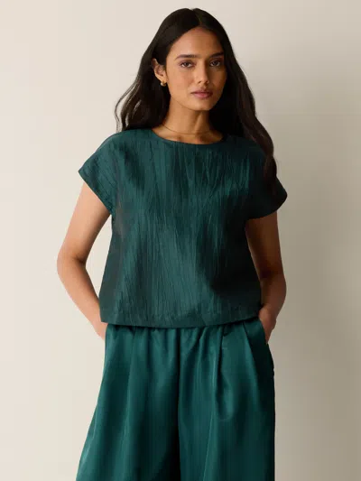 Eileen Fisher Linen Sheen Square Top In Kelp