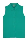 Eileen Fisher Sleeveless Handkerchief Organic Linen Shirt In Aqua