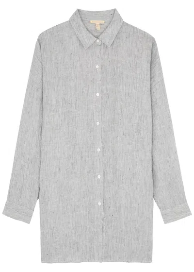 Eileen Fisher Linen Shirt In White And Black