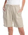 Eileen Fisher Pleated Organic Linen Bermuda Shorts In Tan