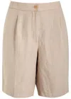 Eileen Fisher Pleated Organic Linen Bermuda Shorts