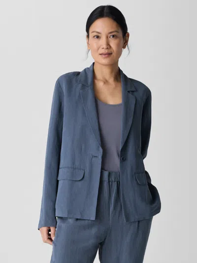 Eileen Fisher Linen Silk Twill Blazer In Eclipse
