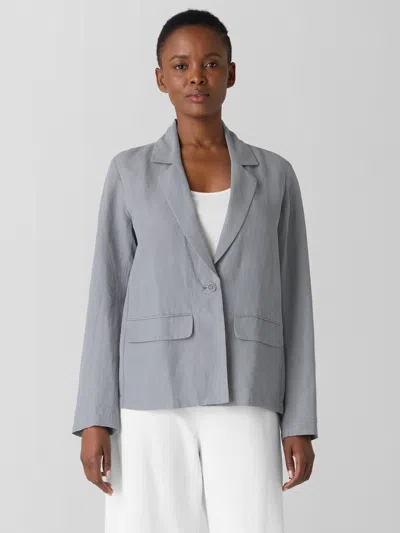 Eileen Fisher Linen Silk Twill Blazer In Gray