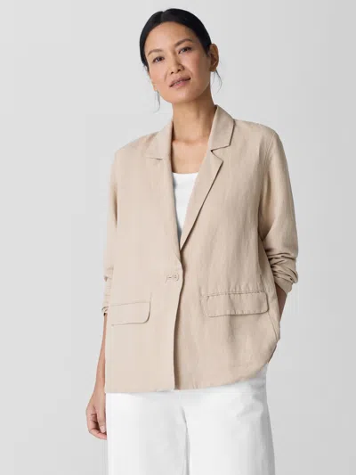 Eileen Fisher Linen Silk Twill Blazer In Wheat