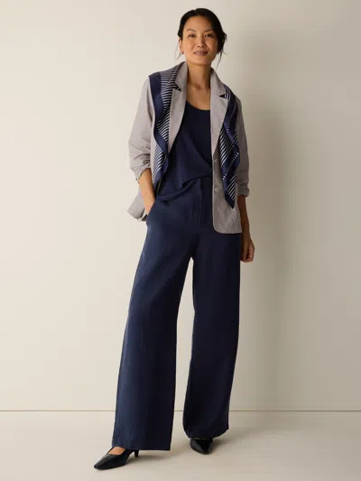 Eileen Fisher Linen Silk Twill Full-length Trouser In Blue