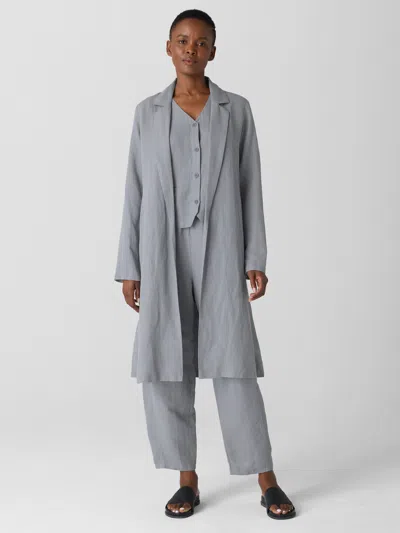 Eileen Fisher Linen Silk Twill Long Blazer In Gray