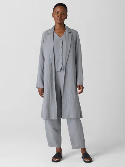 Eileen Fisher Linen Silk Twill Long Blazer In Greystone