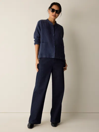 Eileen Fisher Linen Silk Twill Shirt Jacket In Ink
