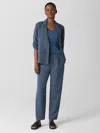 Eileen Fisher Linen Silk Twill Tapered Pant In Blue
