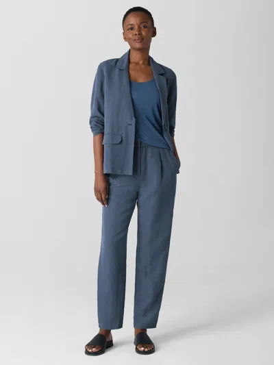 Eileen Fisher Linen Silk Twill Tapered Pant In Blue
