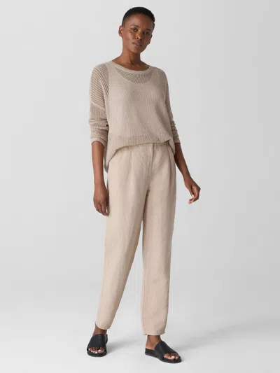 Eileen Fisher Linen Silk Twill Tapered Pant In Wheat