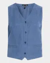 Eileen Fisher Linen-silk Twill Vest In Eclipse