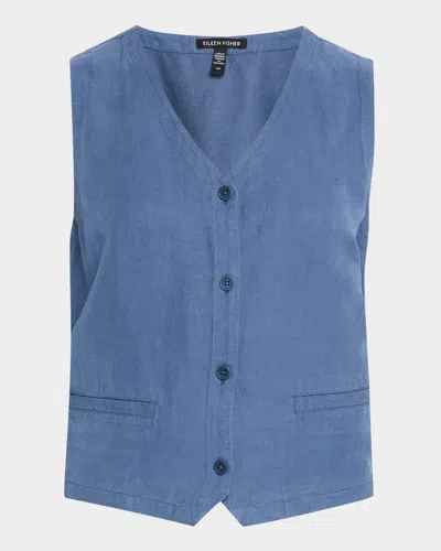 Eileen Fisher Linen-silk Twill Vest In Eclipse