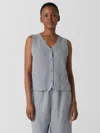 Eileen Fisher Linen Silk Twill Vest In Gray