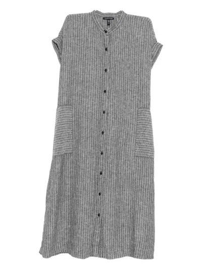 Eileen Fisher Linen Striped Dress In Gray
