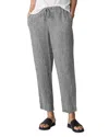 Eileen Fisher Linen Tapered Ankle Pants In Black White