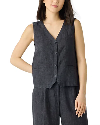 Eileen Fisher Linen Tie Back Vest In Graphite
