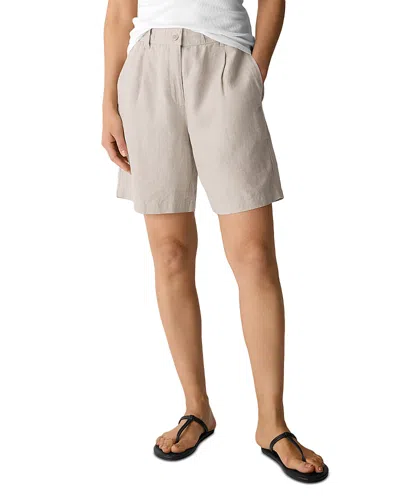 Eileen Fisher Linen Walking Shorts In Gray