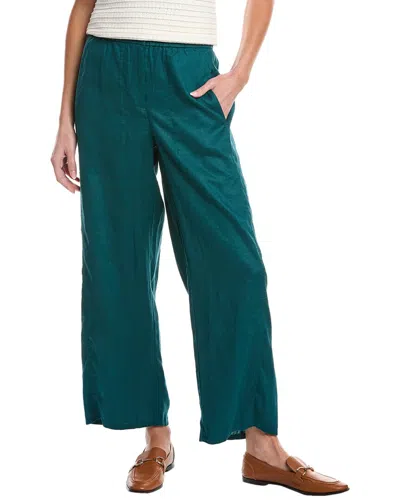 Eileen Fisher Linen Wide Ankle Pant In Blue
