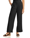 Eileen Fisher Linen Cropped Wide Leg Pants In Black