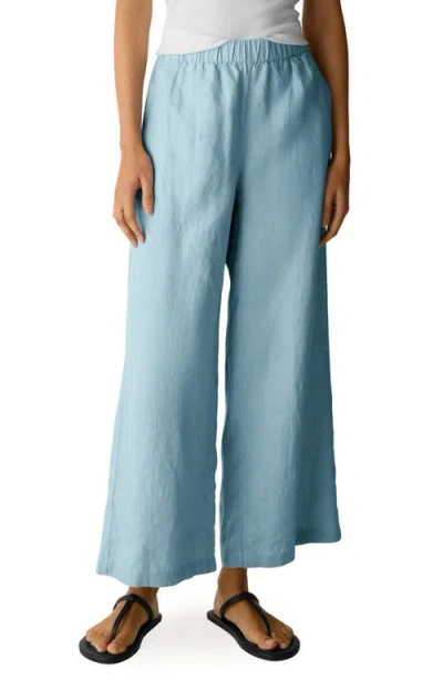 Eileen Fisher Linen Wide Leg Pants In Blue